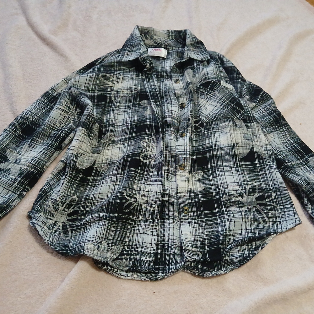Kids Plaid Shirt with Floral Design